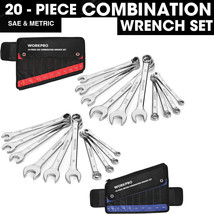 WORKPRO 20-Piece Combination Wrench Set SAE &amp; Metric Chrome-Vanadium Ste... - £63.25 GBP