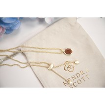 Kendra Scott Teo Gold Goldstone Pendant Long Necklace NWT - £58.82 GBP