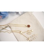 Kendra Scott Teo Gold Goldstone Pendant Long Necklace NWT - £58.88 GBP