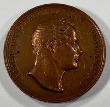 1840 German State Prussia Bronze Medal of Frederick William IV, Marienbu... - $147.50