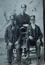 19c Antique Victorian Train 3 Trolley Conductor Tintype Photo - £20.90 GBP