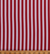 Cotton Twill Bright Red &amp; White Stripe 60&quot; Home Decor Fabric by the Yard D248.12 - £22.72 GBP