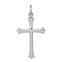 Sterling Silver Rhodium-Plated Fleur De Lis Cross Charm - $49.96