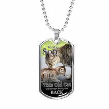 Express Your Love Gifts to My Son from Mom Cat Necklace Stainless Steel or 18k G - £35.56 GBP
