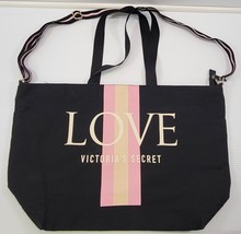 J) Victoria&#39;s Secret LOVE Weekender Tote Black Travel Bag - $14.84