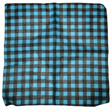 22&quot;X22&quot; Blue / Black Plaid Checkered 100% Cotton Bandana - £10.21 GBP