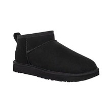 Ugg Classic Ultra Mini Boot Womens 6 Suede Fur Ankle Slip-on Shoes Black - £104.21 GBP