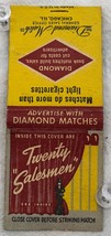 Vintage Matchbook Circa 1940 Twenty Salesmen Diamond Matches Chicago Ill... - $2.99