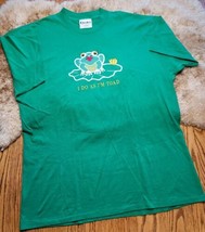 Vintage I DO AS IM TOAD Kelly Green Embroidered Frog Themed Graphic TShi... - £50.59 GBP