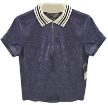 Juicy Couture short sleeve micro terry half zip polo in Regal Navy Blue - size L - £25.87 GBP