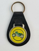 Vintage Motorcycle drawing leather keychain keyring FOB metal back logo ... - £8.05 GBP