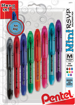 Pentel Mini R.S.V.P. Medium Ballpoint Pens 8/Pkg-Assorted Ink Colors. - £12.22 GBP