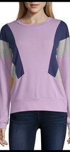 Arizona Women&#39;s Shirt French Violet Color Block Blouse Top Size XL NWT - £7.76 GBP
