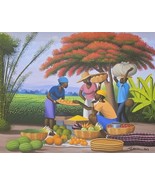 2007 Signed Edouard Michelet Flamboyant Tree Haitian Naif Folk Art Painting - $2,482.64 CAD