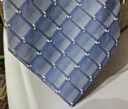 Hermes Paris Men&#39;s 100% Silk Ties Gray Blue Diagonal Square Diamond Design - $100.00