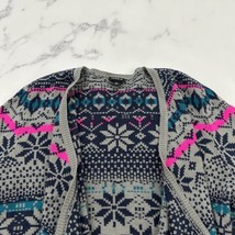 Torrid Open Front Cardigan Sweater Plus Size 2x Gray Pink Fair Isle Snowflakes - £27.28 GBP