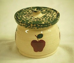 Red Apple Spongeware Art Pottery Crock Country Kitchen Farmhouse Unknown... - £10.19 GBP