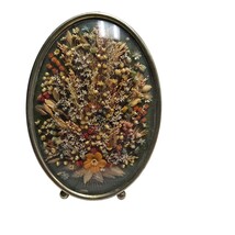 Vintage Cideart Dried Flower Wall Art – Bubble Glass Frame w/ Velvet Str... - $910.04 MXN