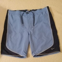 Nike Mens Swim Trunks Size XL Blue Drawstring Lined Pockets Board Shorts - £10.95 GBP