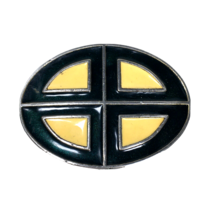 Vintage Yellow and Green Enamel Metal Belt Buckle - £11.38 GBP