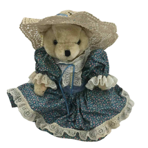 VTG Plush Teddy Bear Victorian Lace Hat Dress Old Fashioned Grandma Bear Doll - £28.48 GBP