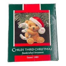 1989 Hallmark Child&#39;s Third Christmas Bear Resin Ornament 2&quot; Tall EUC - $6.79