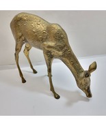 Vintage Heavy Brass Deer Figurine Statue 10.5&quot; L X 9&quot; T Sculpture - $56.95