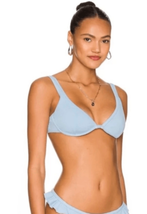 Minkpink Revolve Womens Size XS Spero Swim Bikini Top Corn Blue Textured NWT - £32.90 GBP