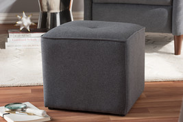 Timila Dark Gray Fabric Upholstered Ottoman - $765.31 MXN