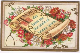 Holiday Postcard Embossed New Year Wish For Happiness 1908 A S Meeker - £2.82 GBP