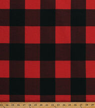 An item in the Crafts category: Home Decor 3" Buffalo Plaid Red Black Decorator Cotton Fabric by Yard (D791.46)