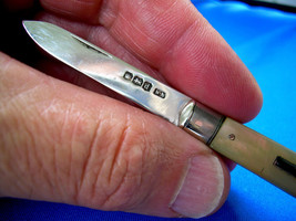 SHEFFIELD 20s William Needham Pocket Fruit Knife Mother of Pearl Sterling Silver - £212.97 GBP