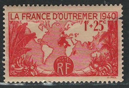 FRANCE 1940 Amazing Very Fine Mint Semi-Postal Stamps Scott #B96 Broken Corner - £0.86 GBP