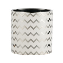 A&amp;B Home White Small Planter With Silver Zig zag D5.5X5.5&quot; Set Of 2 - £38.07 GBP