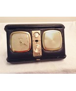 Vintage Elgin Travel Alarm Clock with AM Radio Windup Bedside Clock &amp; Ra... - $1,115.78 MXN