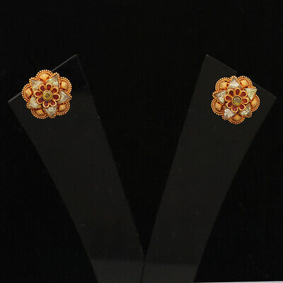 Primary image for 22cts Seal Highest Gold 1.5cm Barbell Earrings Aunts Gift Jewelry Store