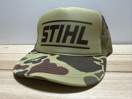 Vintage Chainsaws Hat Trucker Adjustable Green Camouflage SnapBack Hunti... - $309.15 MXN