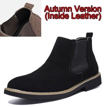 Men Boots Warm New Winter Male Chelsea Boots for Men Leather Ankle Boots Man Boo - £59.69 GBP