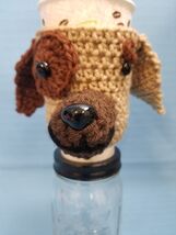 Brown Mix Breed Puppy Dog Crochet Handmade Cup Cozy Holder Gifts by Bren - $24.95