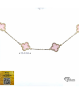 10K Gold Pink Porcelain Van Cleef Inspired Necklace - £422.33 GBP