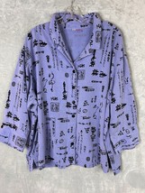 Tianello Women&#39;s Asian Oriental Print Pattern Button Up Tencel relaxed S... - $19.99