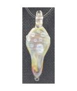 handmade USA Blown glass Psychedelic spiral pendant necklace boho hippie - $18.65