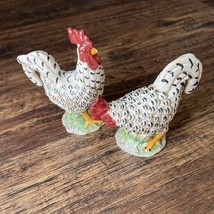 Vintage Ceramic Black/White Roaster &amp; Hen Salt &amp; Pepper Shaker Country C... - $16.27 CAD
