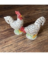 Vintage Ceramic Black/White Roaster &amp; Hen Salt &amp; Pepper Shaker Country C... - $16.45 CAD