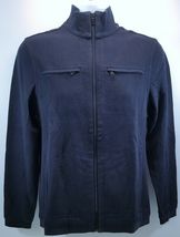 V) Men's Calvin Klein Full Zip Knit 100% Cotton Navy Blue Shirt Small - $19.79