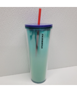 Starbucks 2020 Blueberry Blue Gradient Ombre 24oz Tumbler Red Straw Cold... - $23.80 CAD