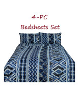  Geometric Print Bed Sheets Set   4-pc Full Queen King Size Printed Beds... - $33.00+