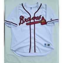Vintage Russell Diamond MLB Atlanta Braves Jersey Size 52 White  - $84.97