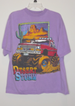 80s 90s Y2K VTG Sun Sportswear Desert Storm Big Truck T-Shirt Large Purp... - $44.54