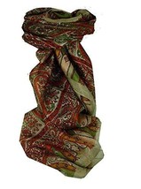 Mulberry Silk Traditional Square Scarf Aimee Grey &amp; Green by Pashmina &amp; Silk - £19.12 GBP